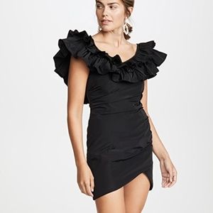 Alexis Black Asymmetrical One Shoulder Mini Dress